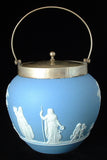 Biscuit Barrel Blue Jasperware Dip Wedgwood Offering To Peace 1880s