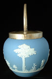 Biscuit Barrel Blue Jasperware Dip Wedgwood Offering To Peace 1880s