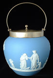 Biscuit Barrel Blue Jasperware Dip Wedgwood Offering To Peace 1880s