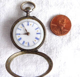 Edwardian Ladies Pocket Watch Chatelaine Enamel 800 Swiss Not Running TLC