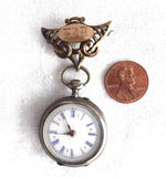 Edwardian Ladies Pocket Watch Chatelaine Enamel 800 Swiss Not Running TLC