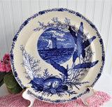 Flow Blue Transfer Aesthetic Movement Plate Ocean Scenes 1890s