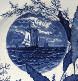 Flow Blue Transfer Aesthetic Movement Plate Ocean Scenes 1890s