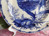 Flow Blue Transfer Aesthetic Movement Plate Ocean Scenes 1890s
