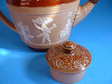 Royal Doulton Egyptian Revival Teapot Edwardian Lambeth 1890s Spout Repair Make Do
