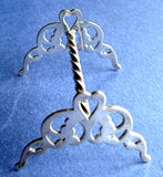 Edwardian Kniferest English Silver Plated Andiron Heart Cut Out Barley Twist 1890-1910