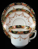 English Imari Cup Saucer Plate Victorian Greta Pottery 1880s Teacup Trio