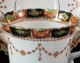 English Imari Cup Saucer Plate Victorian Greta Pottery 1880s Teacup Trio