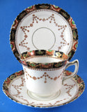 English Imari Cup Saucer Plate Victorian Greta Pottery 1880s Teacup Trio