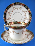 English Imari Cup Saucer Plate Victorian Greta Pottery 1880s Teacup Trio