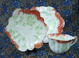 Wileman Pre Shelley Teacup Trio Empire Rust Green Floral Scrolls