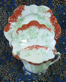 Wileman Pre Shelley Teacup Trio Empire Rust Green Floral Scrolls
