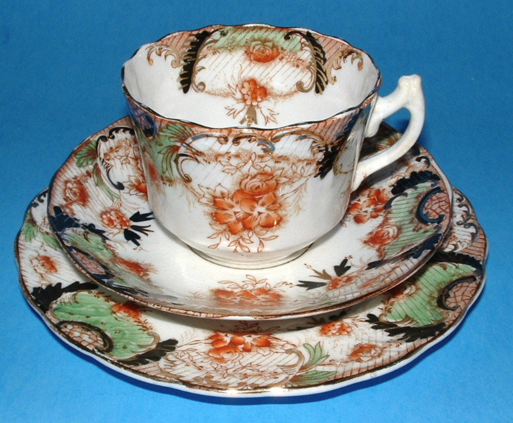 English Imari Cup Saucer Plate Victorian Antique Hudson 1890s 