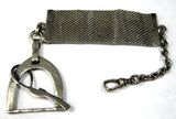 Edwardian Equestrian Theme Sterling Silver Pocket Watch Fob Blue Pink Enamel Horse Riding