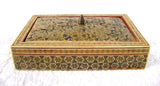 Anglo Indian Sadeli Micro Mosaic Jewelry Box Edwardian Era Ruched Velvet Persian