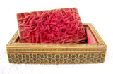 Anglo Indian Sadeli Micro Mosaic Jewelry Box Edwardian Era Ruched Velvet Persian