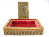Anglo Indian Sadeli Micro Mosaic Jewelry Box Edwardian Era Ruched Velvet Persian