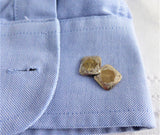 Edwardian Cufflinks Sterling Silver 10k Gold Floral Engraved 1900 Hinged Cuff Links 10kt
