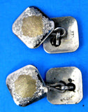 Edwardian Cufflinks Sterling Silver 10k Gold Floral Engraved 1900 Hinged Cuff Links 10kt