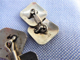 Edwardian Cufflinks Sterling Silver 10k Gold Floral Engraved 1900 Hinged Cuff Links 10kt