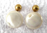 Edwardian Cuff Links Mother Of Pearl Ball And Post Back 1900 Antique Gold Plated MOP Cufflinks