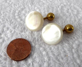Edwardian Cuff Links Mother Of Pearl Ball And Post Back 1900 Antique Gold Plated MOP Cufflinks