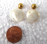 Edwardian Cuff Links Mother Of Pearl Ball And Post Back 1900 Antique Gold Plated MOP Cufflinks
