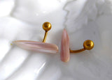 Edwardian Cuff Links Mother Of Pearl Bar Spar Ball And Post Back 1900 Antique Gold Filled