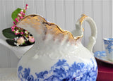 Edwardian Iona Blue Transferware Pitcher Jug Ewer Blue And White E Wedgwood
