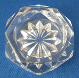 English Salt Dip Pair Antique Honeycomb Diamond Cut Glass 1910-1920s Open Salts