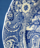 Blue Transferware Plate Landscape Midwinter Antique Edwardian Era Ruins 8 Inch