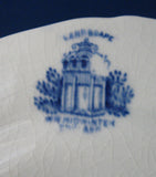 Blue Transferware Plate Landscape Midwinter Antique Edwardian Era Ruins 8 Inch