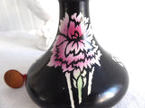 Shelley England China Pink Carnations On Black Vase Art Deco 1910s Carnations 3.5 Inch