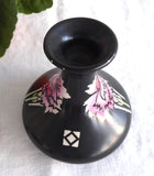 Shelley China Carnations Vase Art Deco Black England 1910s Pink Carnations 3.85 Inch
