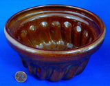 Vintage Pudding Mold Brown Treacle Glaze Ceramic Swirl 1920s England Dessert Baking