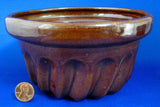 Vintage Pudding Mold Brown Treacle Glaze Ceramic Swirl 1920s England Dessert Baking