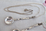 Necklace Earrings George V Threepence Salt Spoons Sterling Silver Barley Twist 1920s Rope Chain