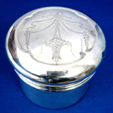 Silver Plate Vanity Jar Dresser 1920s Hand Engraved Basket With Flowers