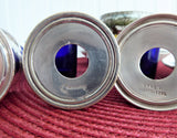English Salt Dips 4 Art Deco Silver And Cobalt Blue Glass Liners Open Salts 1920-1930s