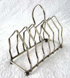English Toast Rack Gothic Arch Silverplate Letter Holder Ball Feet 1930s Napkins