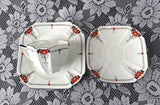 Shelley England Queen Anne Cup Saucer Plate Art Deco Daisy Red Enamel
