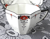 Shelley England Queen Anne Cup Saucer Plate Art Deco Daisy Red Enamel
