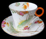 Shelley China Deco Trees Leaves Regent Cup And Saucer Demi