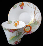 Shelley China Deco Trees Leaves Regent Cup And Saucer Demi
