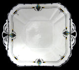 Shelley Art Deco Cake Plate England Enamel Fruit Leaves Queen Anne Shape