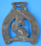 Horse Brass Horsehead In Horsehoe Heraldic Crest Souvenir 1930s Pub Brass