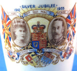 Tall Mug King George V Queen Mary England Silver Jubilee 1935 Royal Memorabilia