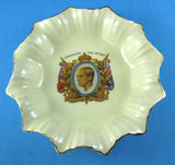 King Edward VIII Coronation Dish 1937 Meakin Pale Yellow Ruffled Abdicated