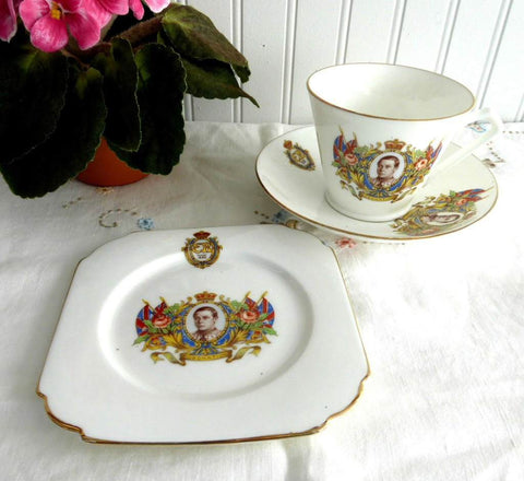 King Edward VIII Abdicated 1937 Cup and Saucer Trio Art Deco Royal Memorabilia