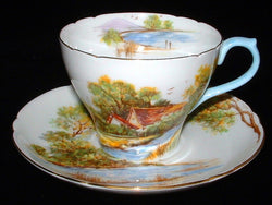 Shelley England Cup And Saucer Old Mill New Cambridge 1949-1966